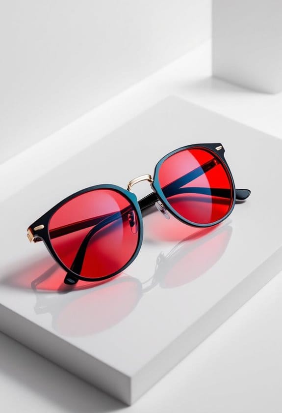 bold red lens sunglasses