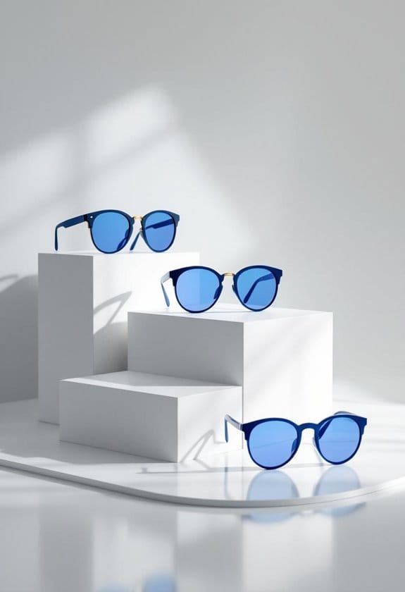 stylish blue lens sunglasses